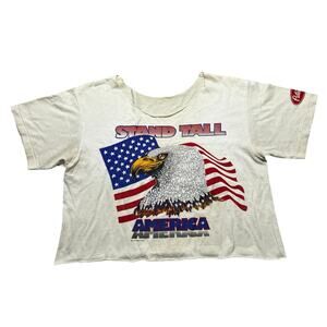 Vintage 90s USA T Shirt Single Stitch “stand Tall American “ Sz M /L Patriotic